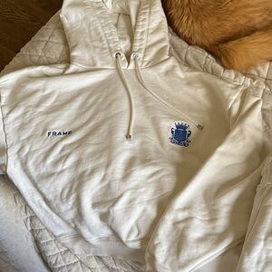 Frame White Hoodie Shorts with Blue Logo